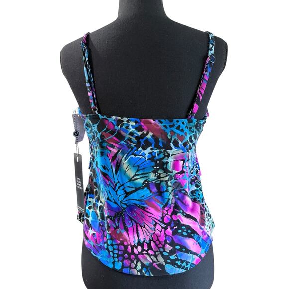 NWT! Magicsuit by Miraclesuit Blue Rita Tiered Tankini Top - Size 8 - Picture 5 of 9